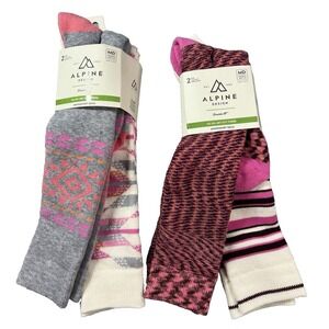 4 pair Alpine Design Women's Ski Socks Snow Board tall Boot aztec Sz M 5 -10